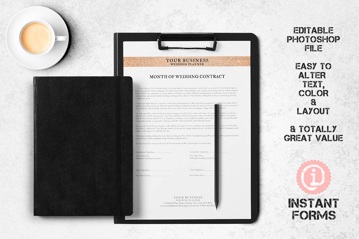 Wedding Planner Contract & Forms, a Stationery Template by InstantForms (Photo 1 of 3)