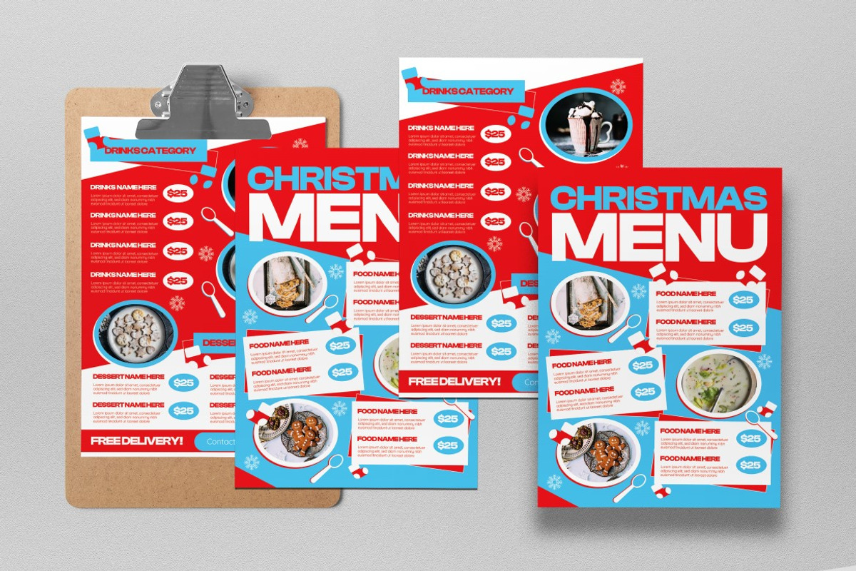 Red Blue Christmas Food Menu, a Flyer Template by graphicook (Photo 4 of 4)