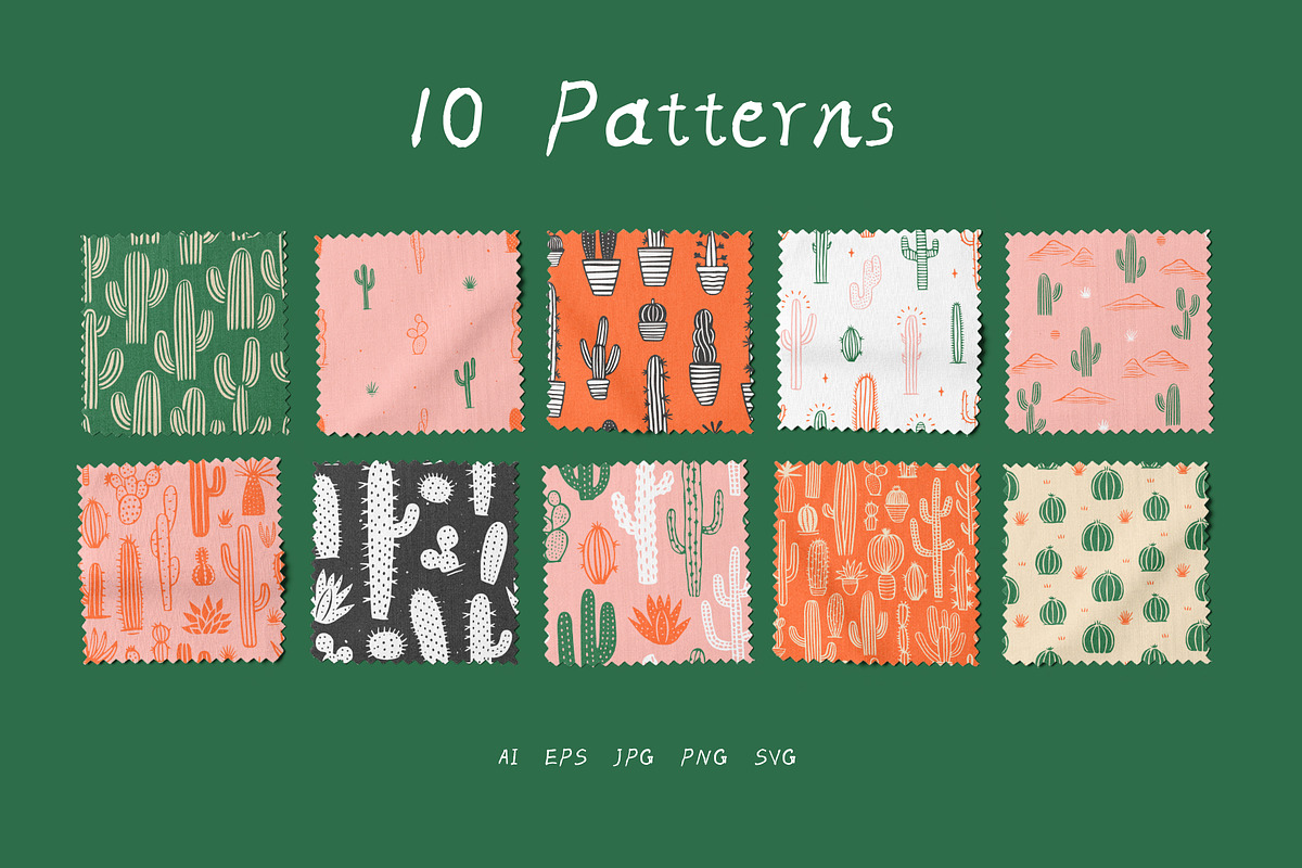 Cactus Patterns, Graphics & more, a Pattern Graphic by Dedraw Studio (Photo 2 of 14)
