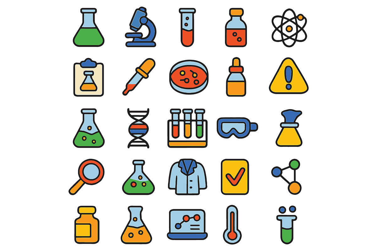 Science Laboratory Icon Set, an Object Graphic by RT Studio