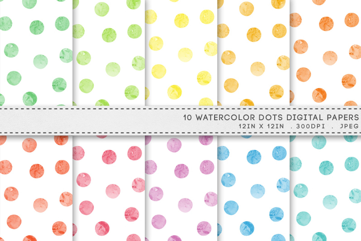 Watercolor Dots Spots Digital Paper