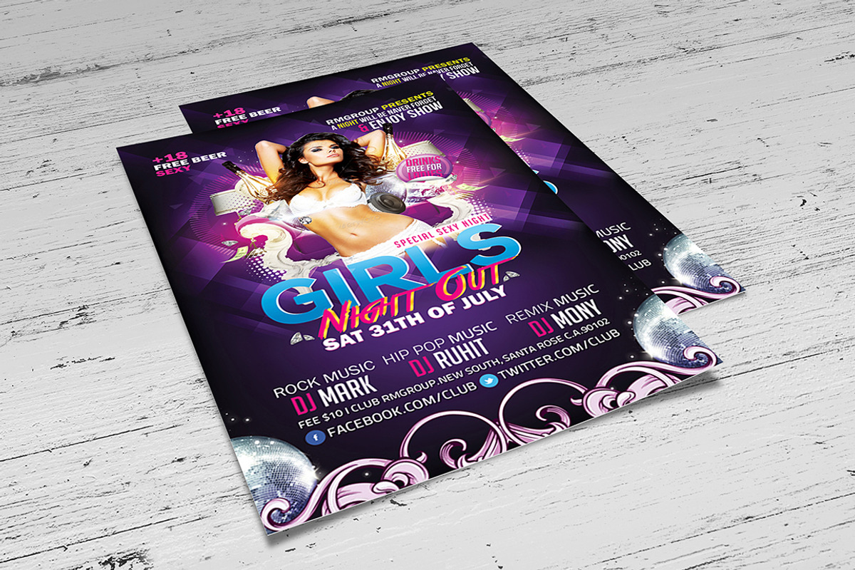 Girls Night Out Flyer Template, a Flyer Template by Madhabi Studio