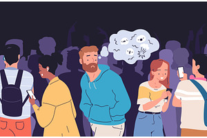 Lonely people crowd. Alone person in, a Healthcare Illustration by Stock-Smart-Start