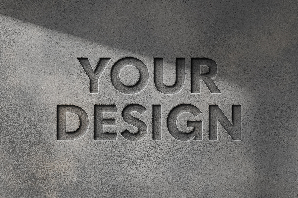 Debossed Concrete Wall Logo Mockup, a Mockup by Design Squad (Photo 6 of 6)