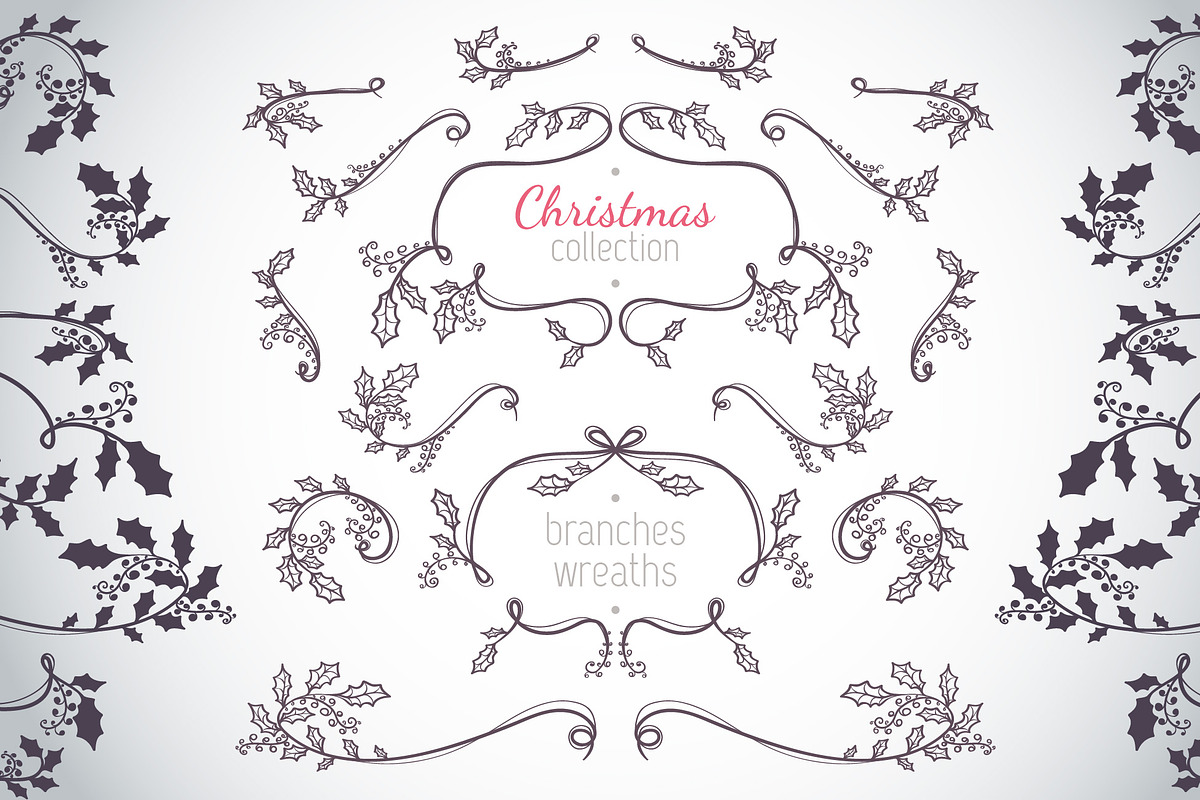 Classical Holly Christmas elements, a Decorative Illustration by Dreaming_Lucy (Photo 1 of 3)