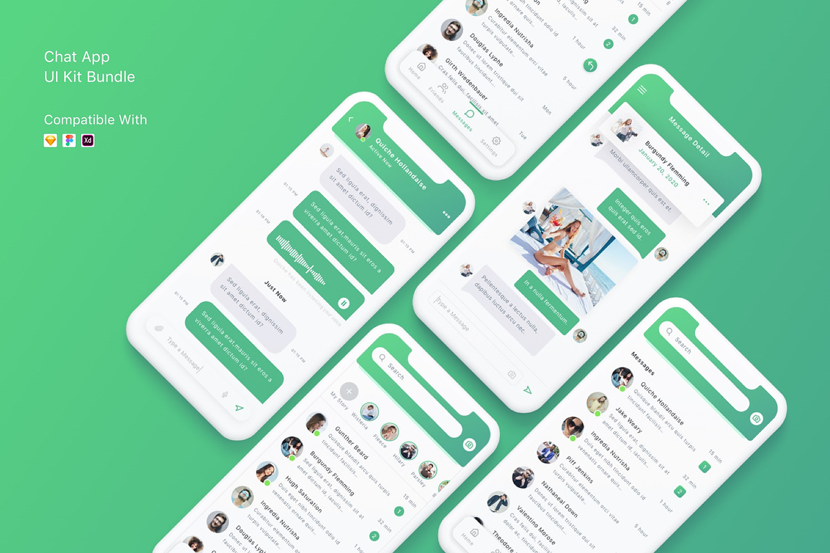 Chat App UI Kit Bundle, an App Template by Betush (Photo 1 of 3)