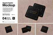 Square Coaster Mockup Bundle Set, an Advertising Mockup by Rielismee (Thumbnail 1 of 5)