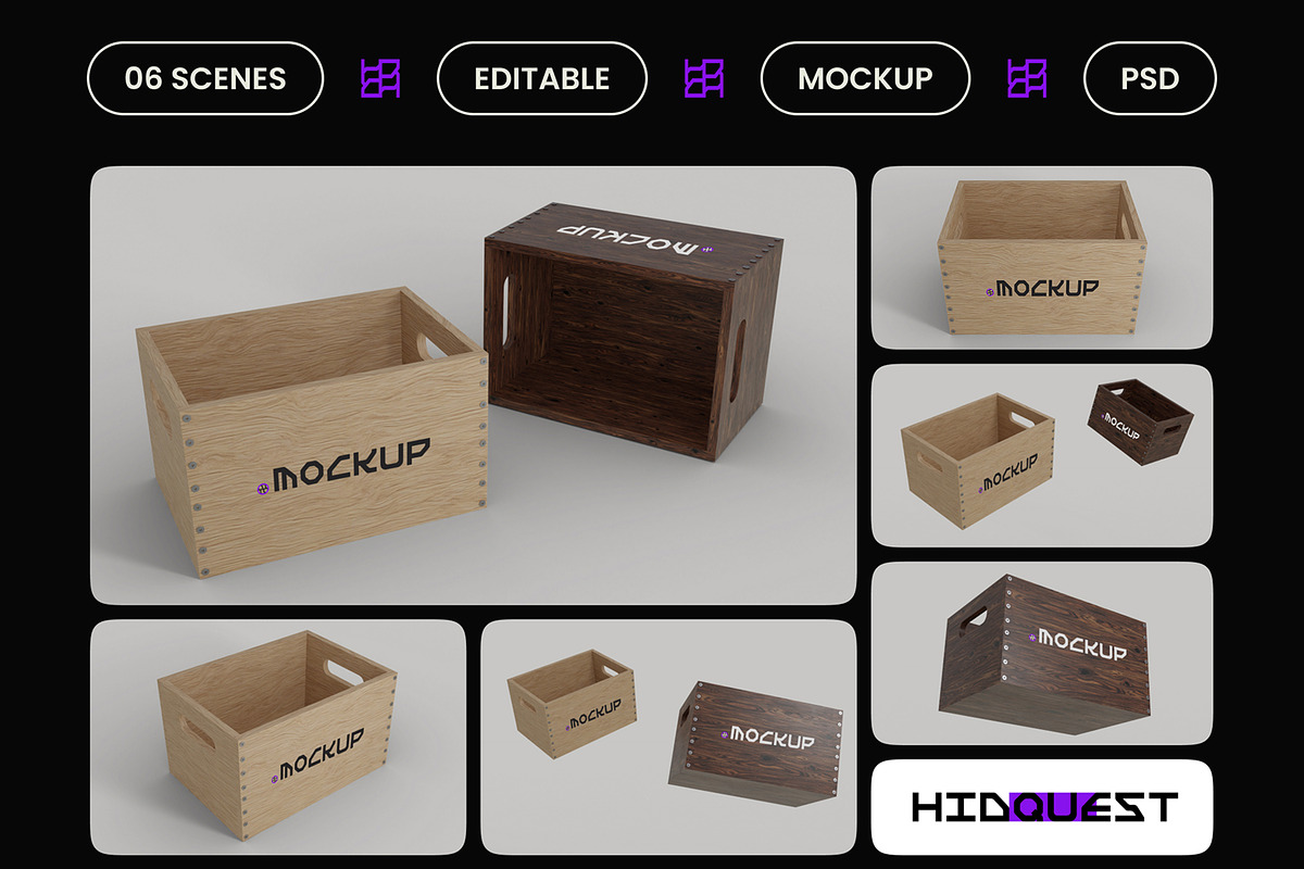 Wooden Fruit Crate Mockup, a Household Mockup by hiddemaru (Photo 2 of 4)
