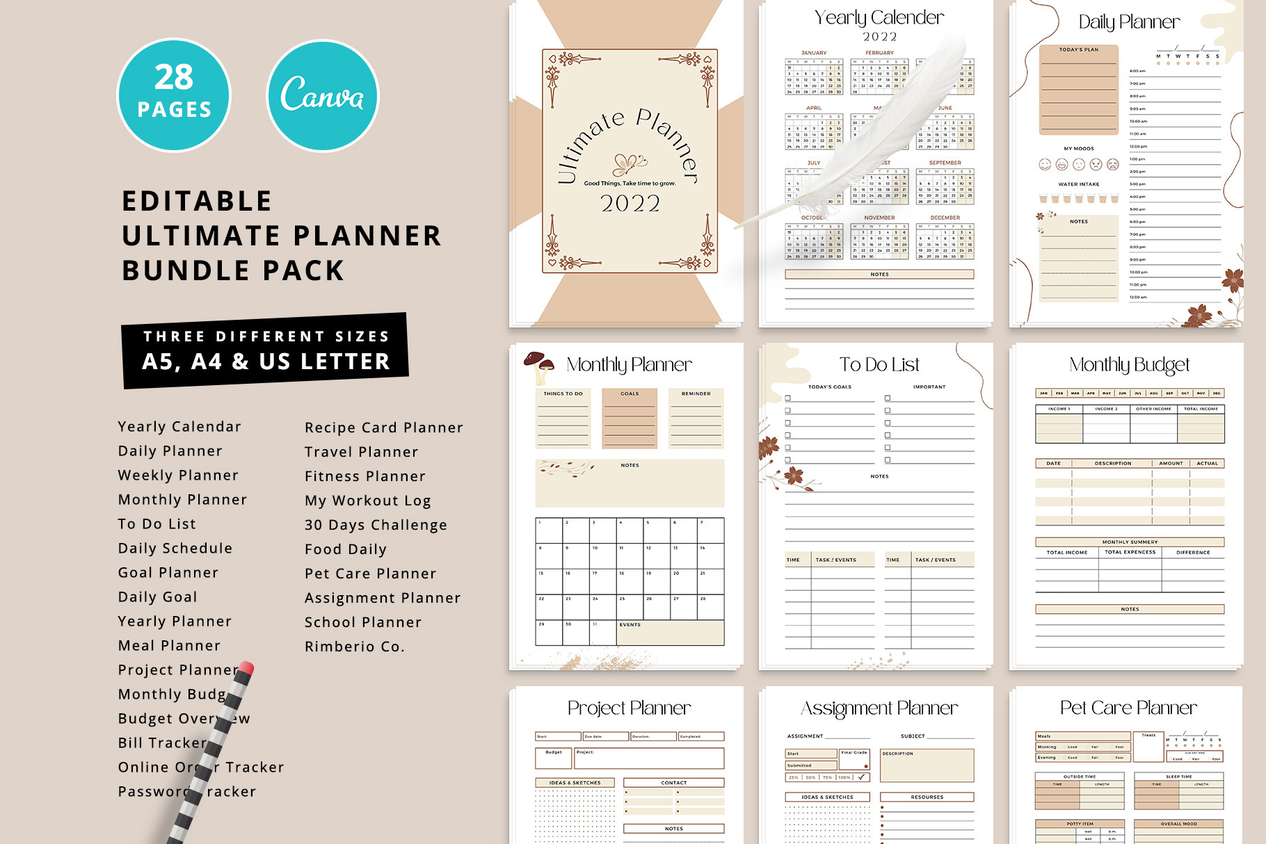 Canva Ultimate Planner Bundle Vol.26, a Stationery Template by Amit Debnath