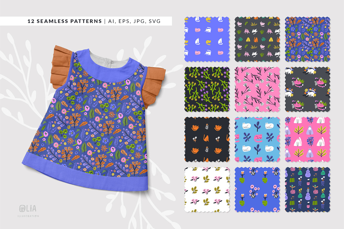 Cats and Flowers | 100% Hand drawn, an Animal Illustration by Olia (Photo 4 of 14)