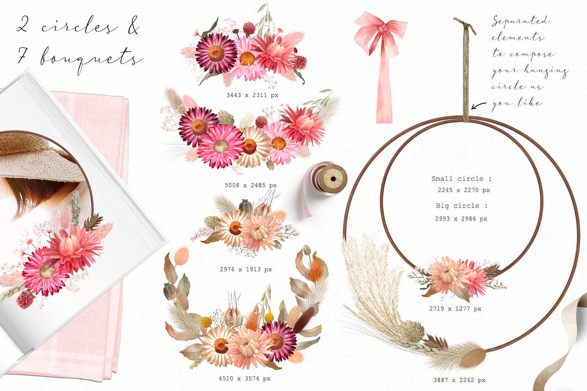 Big romantic dried flower set, a Texture Illustration by marie dricot (Photo 2 of 18)