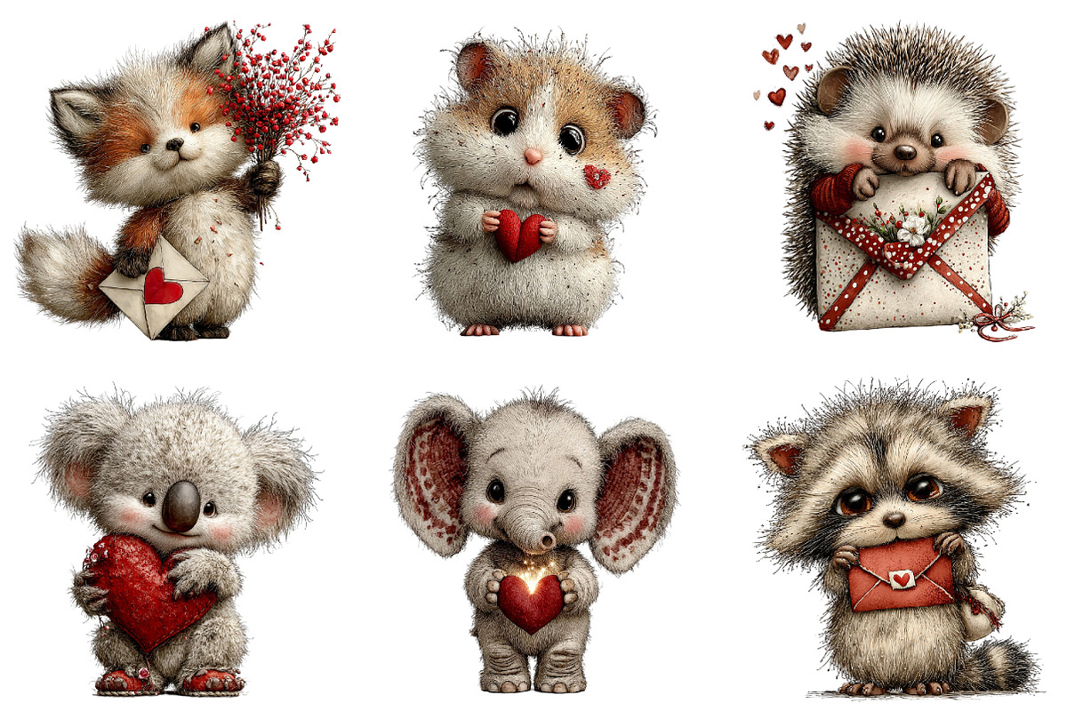 Valentine Whimsical Animals Clipart, an Illustration by Dream Creation (Photo 6 of 8)