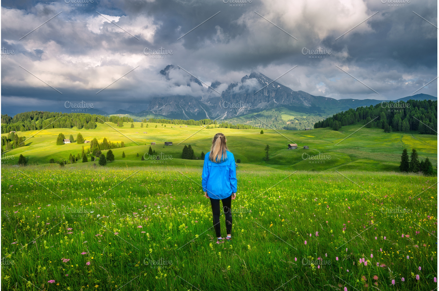 Young woman on the meadow with, a Person Photo by den-belitsky