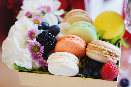Sweet gift stock photo containing macarons and macaroon