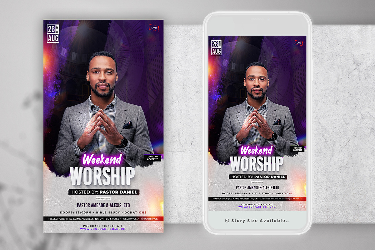 Worship Church Instagram Flyers Set, a Flyer Template by PixelsDesign (Photo 5 of 5)