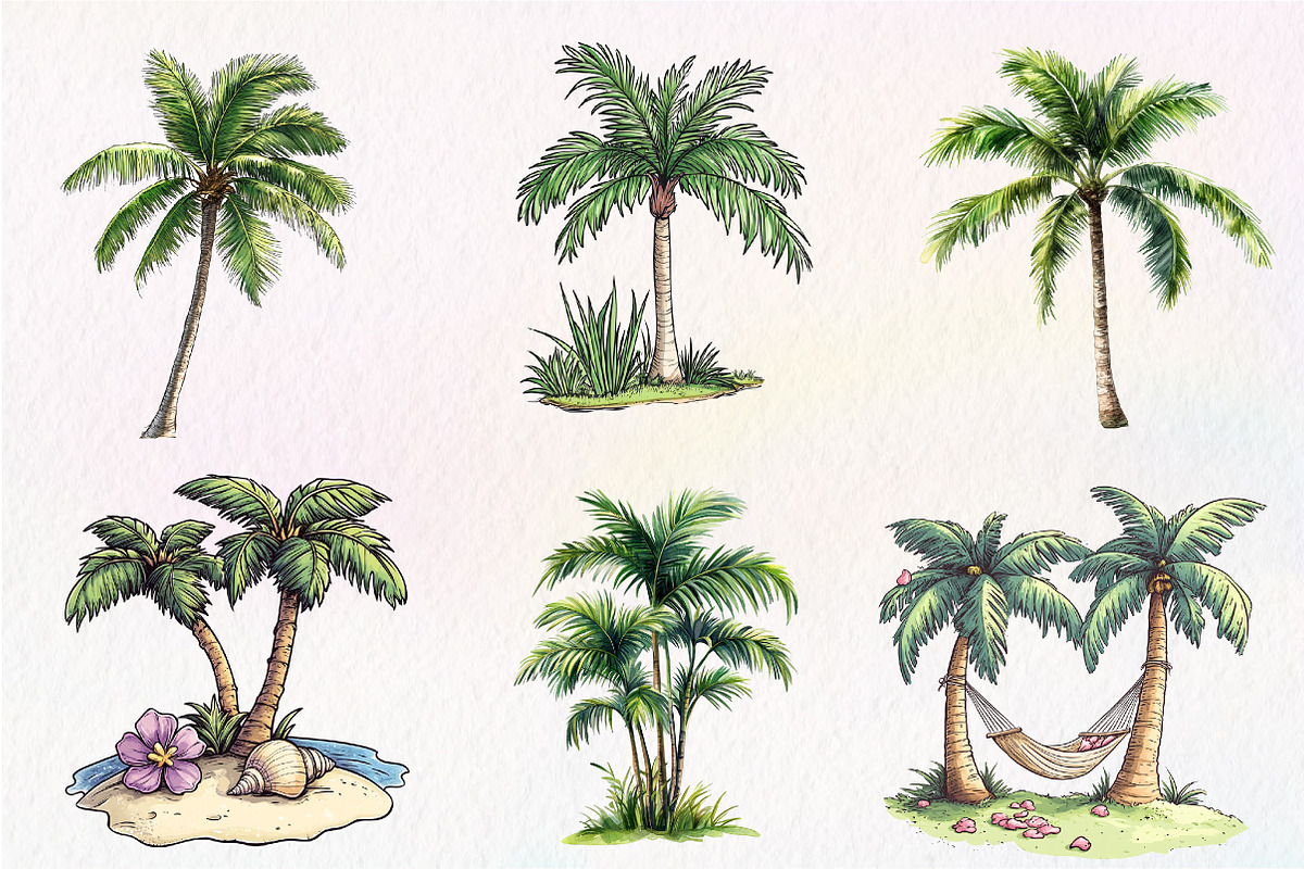 Palm Tree Serenity Clipart, an Illustration by CreationArt (Photo 3 of 5)