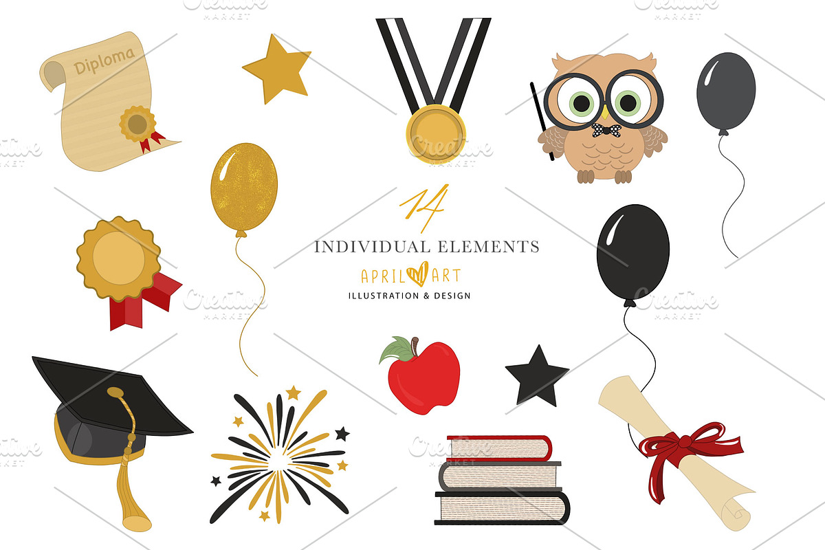 Little Graduate Kids Clipart, an Illustration by Oh Darling Graphics (Photo 3 of 3)