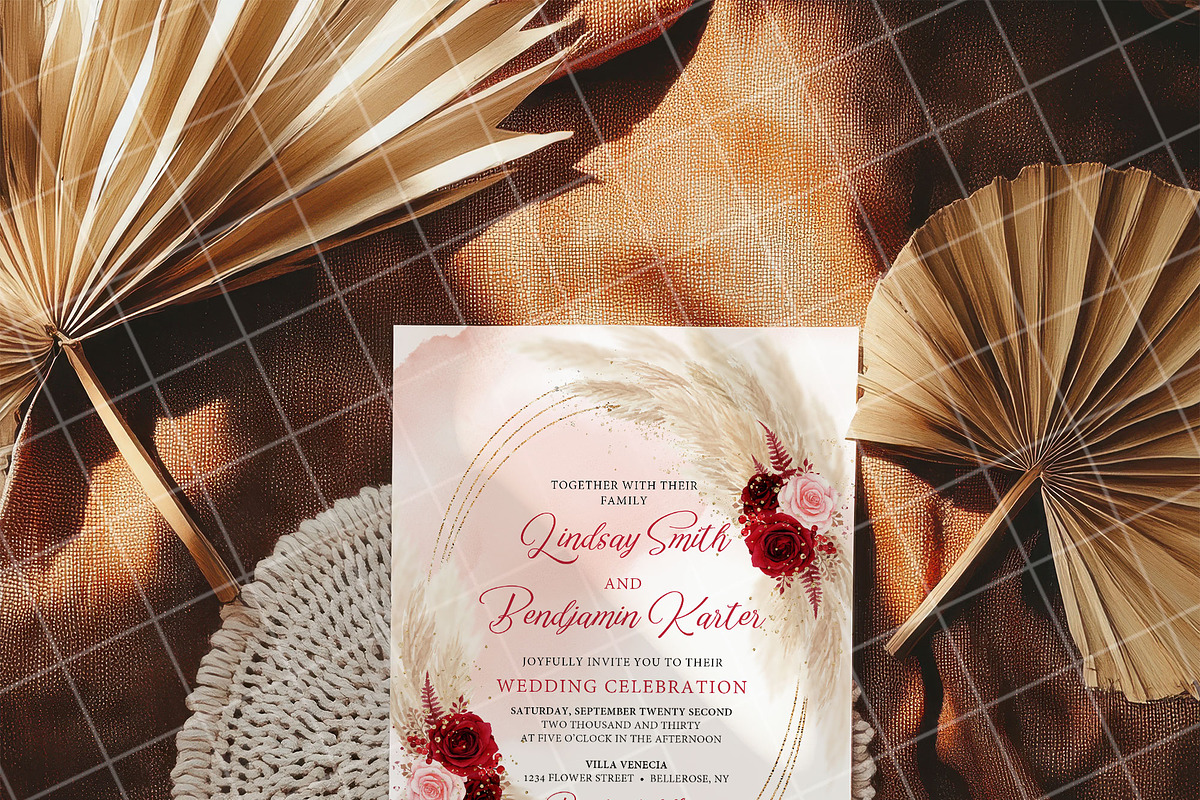 Boho 5x7 Invitation card mockup PSD, an Advertising Mockup by Blush Roses Print (Photo 4 of 9)