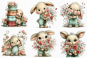 Bunny and Flowers Clipart PNG, an Illustration by Craft Nest (Thumbnail 4 of 12)