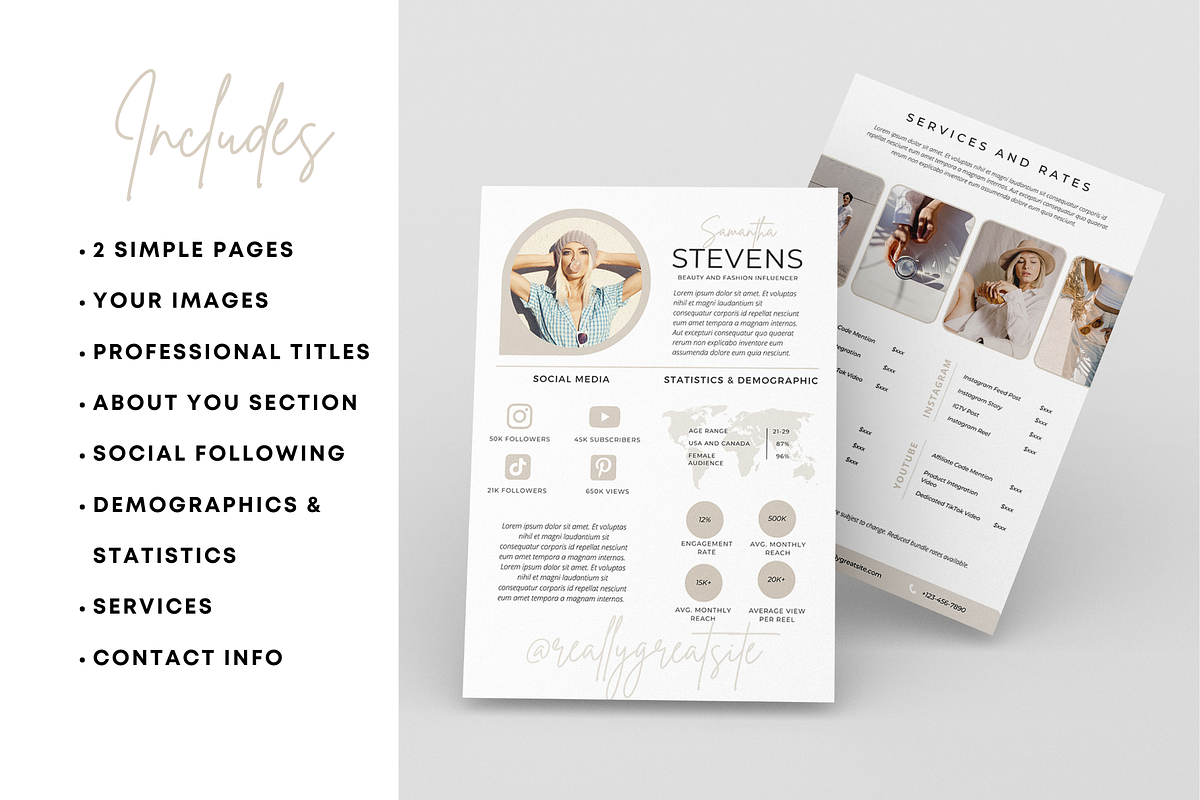 2 Page Media Kit Template Beige, a Presentation Template by CoCreatorDesigns (Photo 5 of 7)
