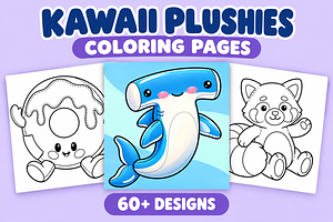 Kawaii Plushies Coloring Pages #3