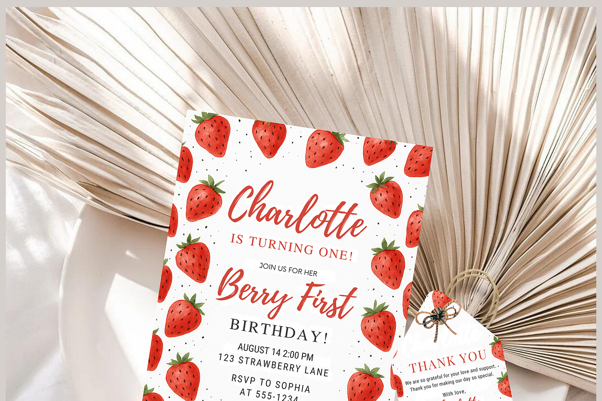 Berry First Birthday Invitation, a Card Template by Shinehoon (Photo 3 of 5)
