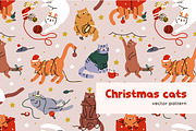 Cute Christmas cats seamless pattern, a Pattern Graphic by Good Studio (Thumbnail 1 of 5)
