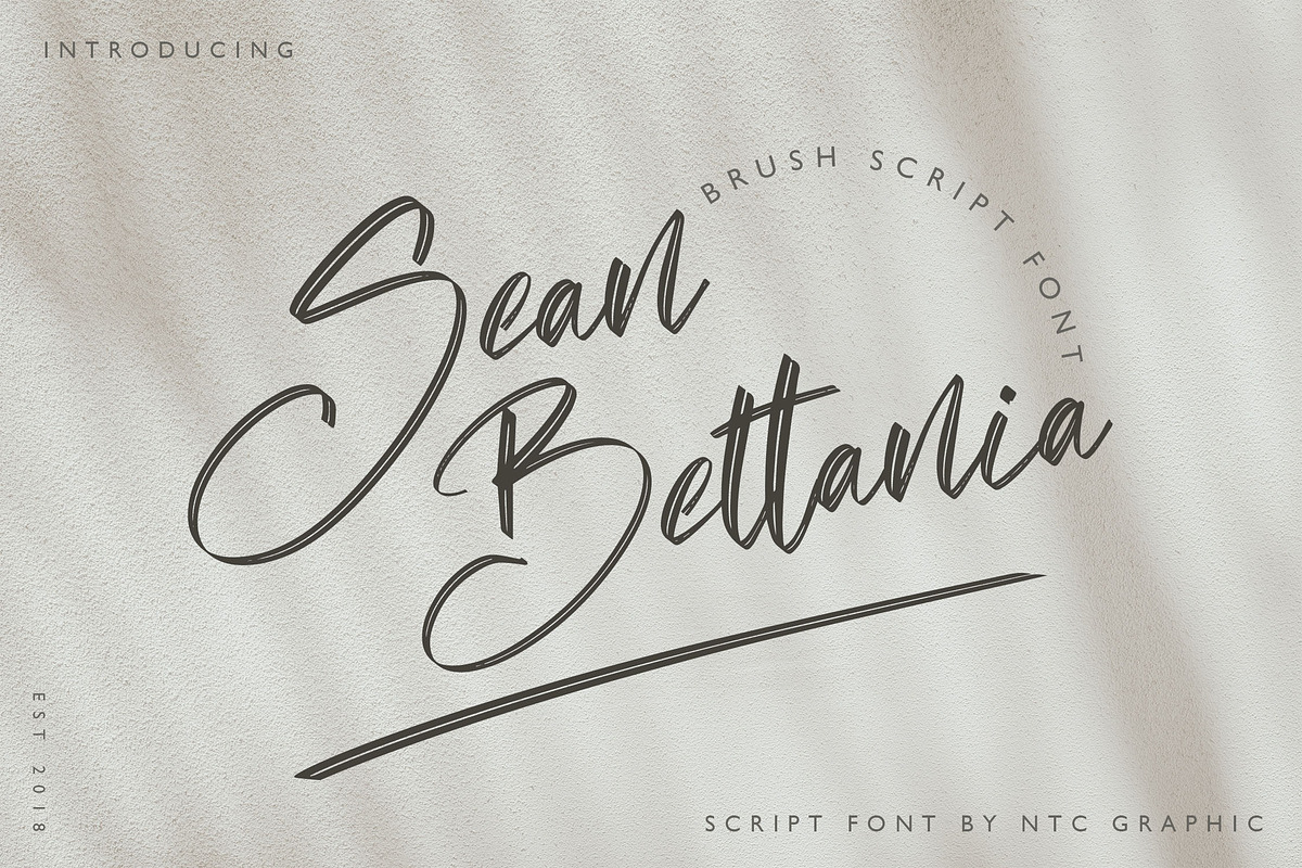 Sean Bettania - Brush Script Font, a Script Font by NTC Graphic (Photo 1 of 9)