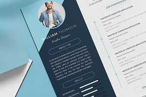 Dark & Light Blue Resume/cv