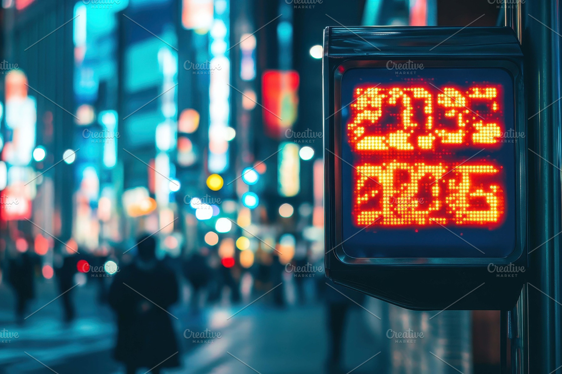 Digital clock displays the time in a, a Photo by Tanuart