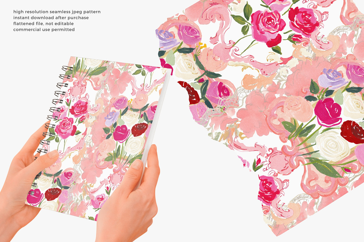 Rococo floral seamless pattern, a Pattern Graphic by Pink Studio Art (Photo 3 of 4)