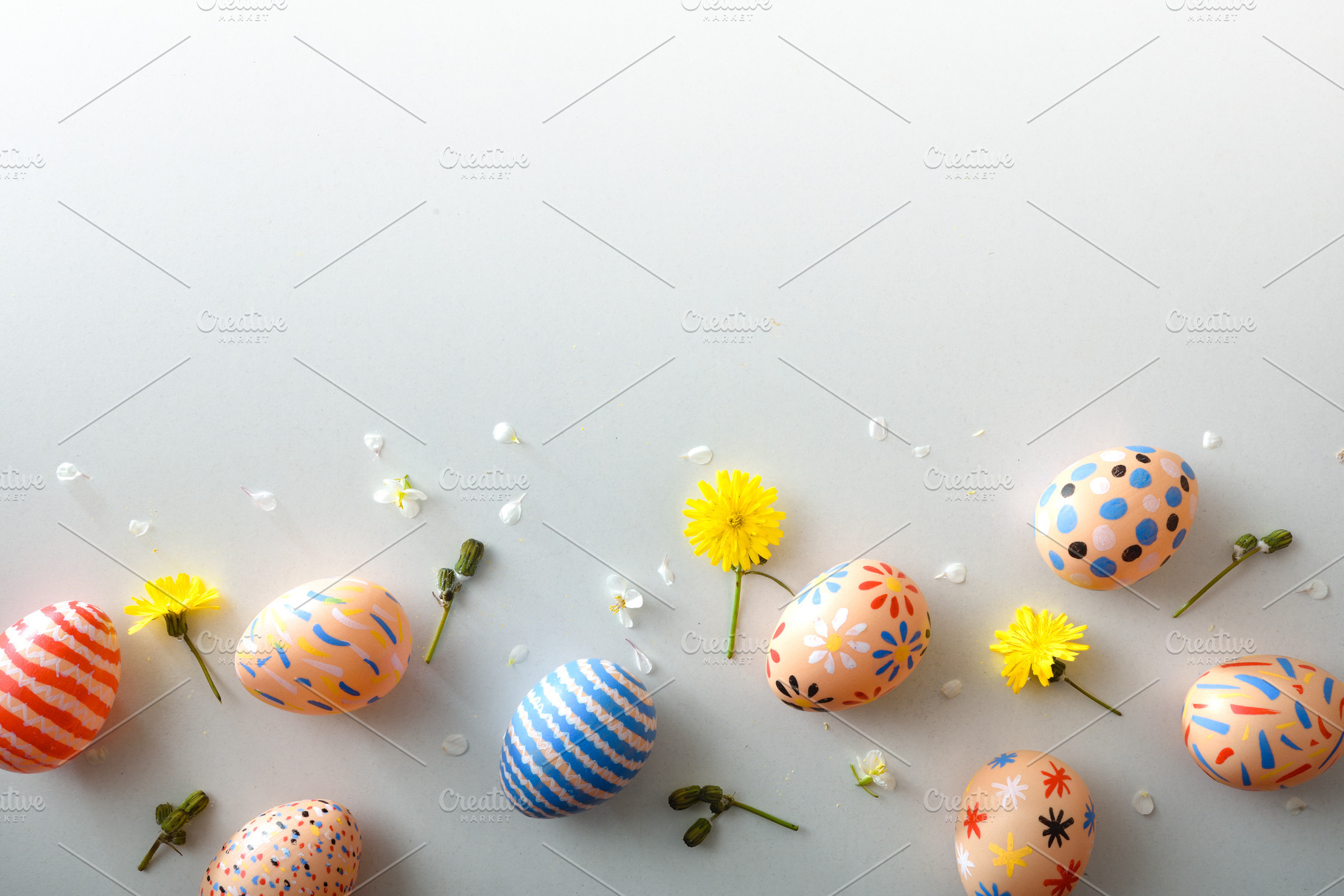 Decorated Easter Eggs with Spring Flowers Border, a Holiday Photo by Davizro's Market