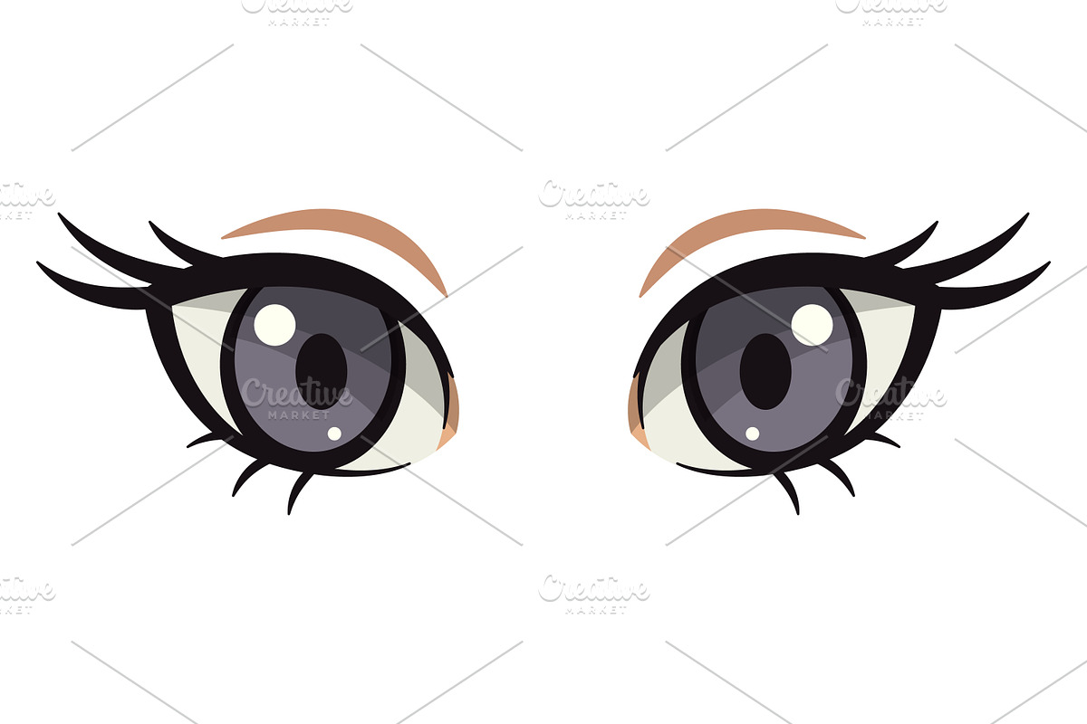 Anime Style Vector Set of Flat Eyes., a Person Illustration by Gomolach (Photo 2 of 25)