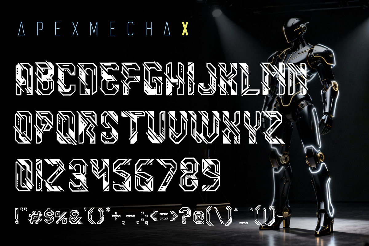 APEX MECHA – Mecha Robotic Typeface, a Sans Serif Font by HypeWorksCo (Photo 8 of 9)