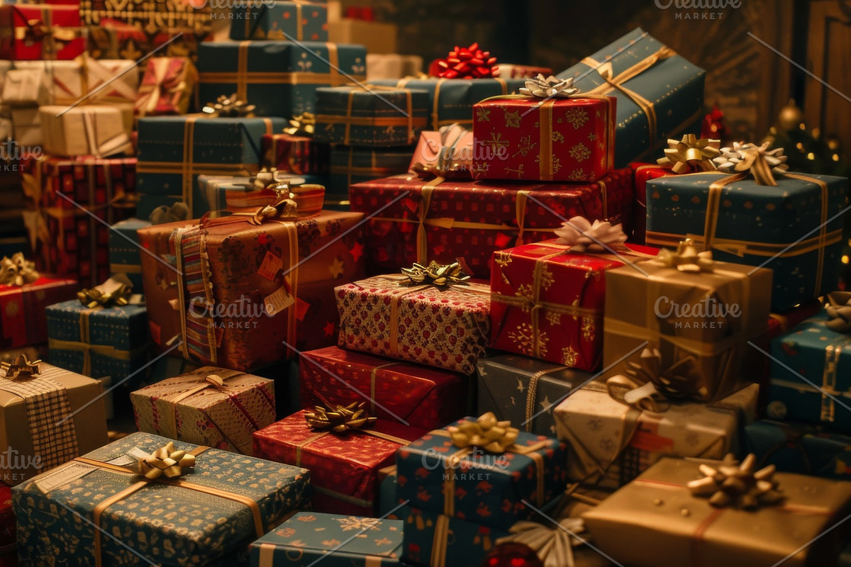 86 Gift boxes with ribbons and bows, a Holiday Photo by Handmadefont (Photo 73 of 90)