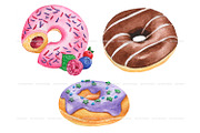 Watercolor donuts clipart, a Food Illustration by ArtfulStudio (Thumbnail 4 of 9)
