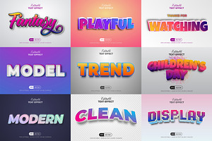 9 Pack Text Effect 3D Colorful Style