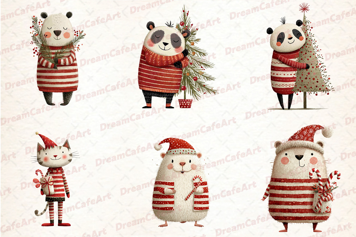 Funny Christmas Animals Clipart, an Illustration by DreamCafeArt (Photo 5 of 8)
