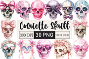 Coquette Skull Clipart PNG, an Illustration by Black Bird Studio (Thumbnail 1 of 6)