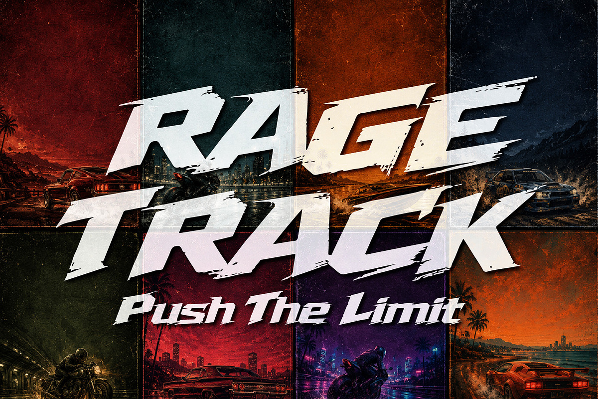 RageTrack - Fast Action Speed, a Sans Serif Font by HypeWorksCo (Photo 1 of 15)
