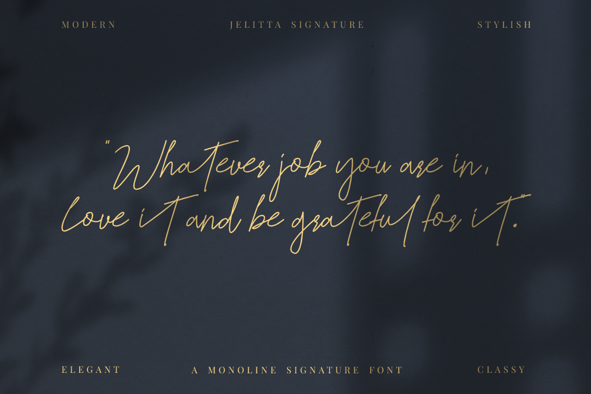 Jelitta Signature Business Font, a Script Font by KennedyStudio (Photo 4 of 10)