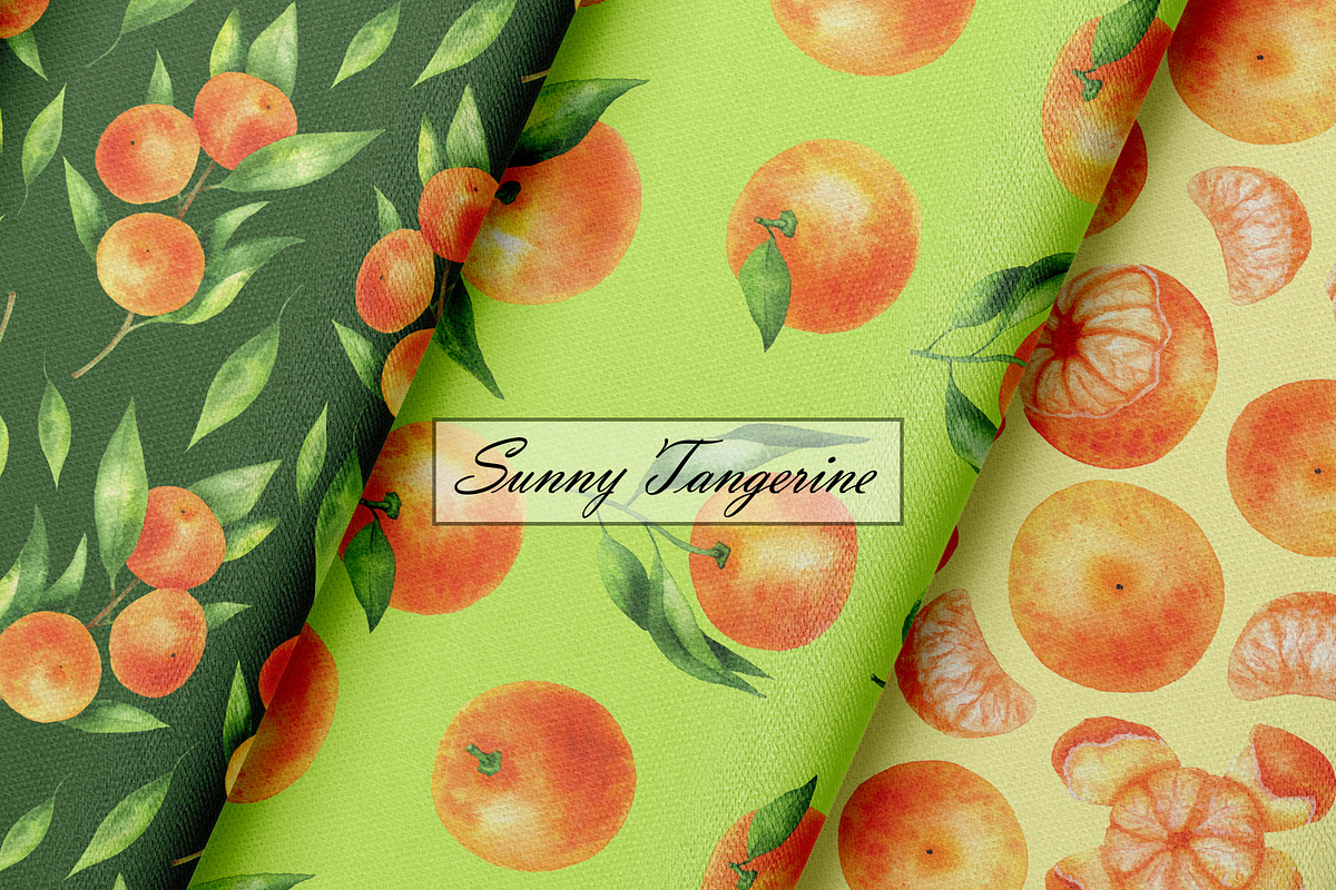 Tangerine Seamless Patterns, a Food Illustration by OlDm_Shop (Photo 5 of 10)
