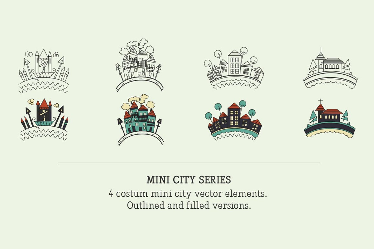 Mini City Vector Badges, an Object Graphic by KatjaPotokar (Photo 1 of 2)