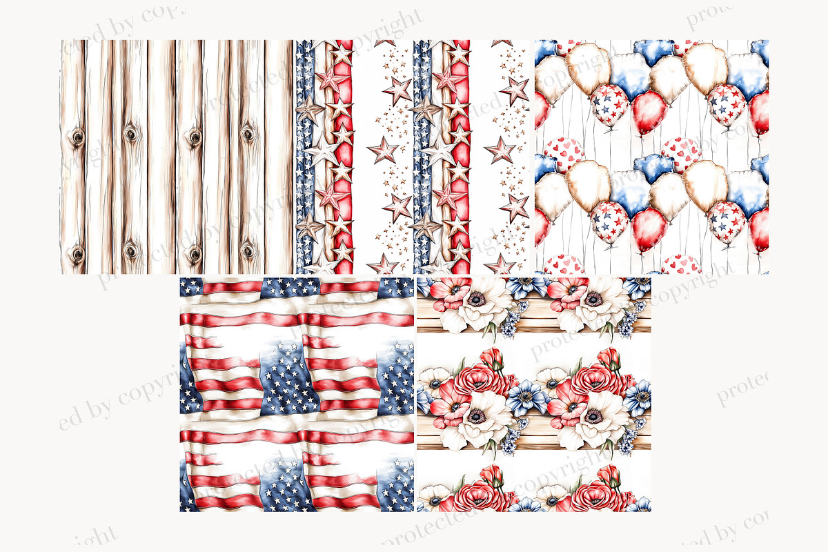 Red White Blue Digital Paper Pack, a Pattern Graphic by GlamArtZhanna (Photo 4 of 4)