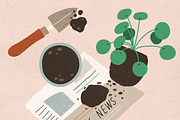 Process of house plant transplanting, an Object Illustration by Good Studio (Thumbnail 2 of 3)