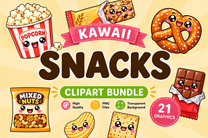 Kawaii Snacks Clipart PNG Collection