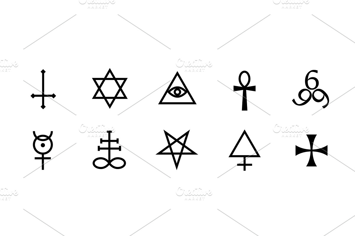 Black pentagram icon for mystic and, an Illustration by skripnikbb