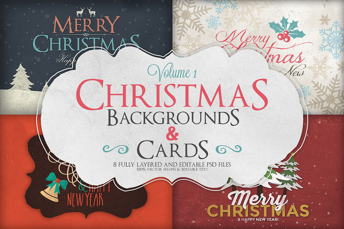 Christmas Background & Cards Vol.1, a Card Template by Graphicdome (Photo 1 of 5)