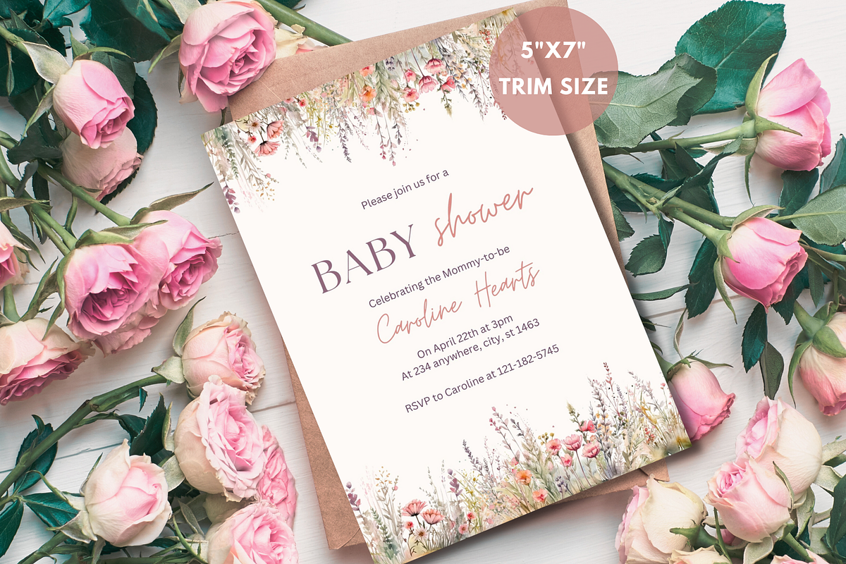 Baby Shower Invitation Template, an Invitation Template by SimoDigitalArt (Photo 3 of 10)