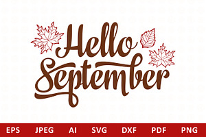 Hello September Lettering Svg